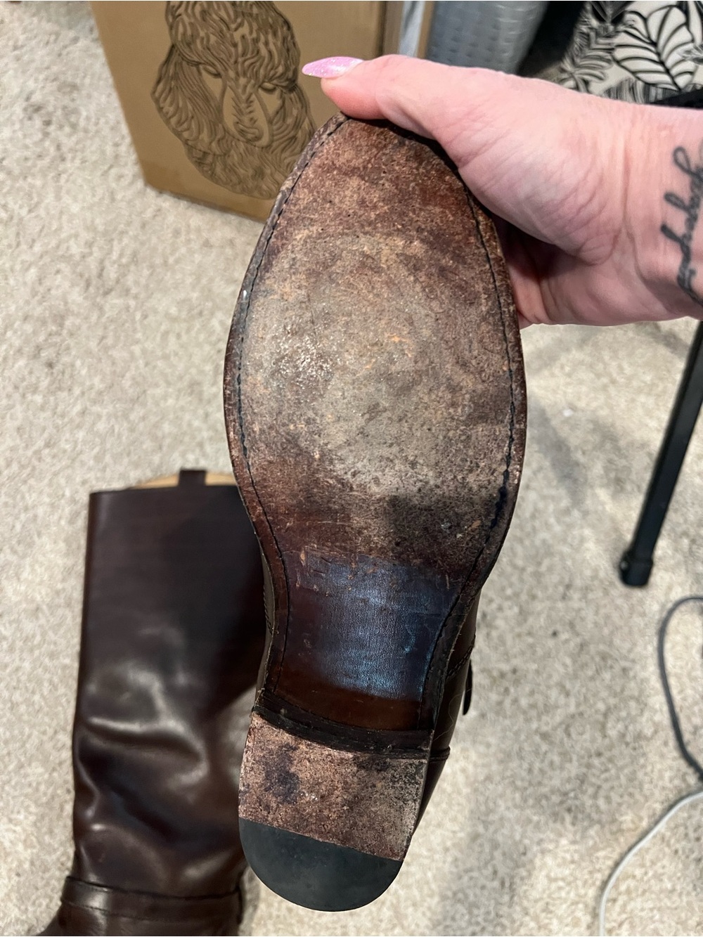 Frye Woman’s Rider Logo Riding Boots, 8.5 - Picture 9 of 10